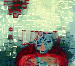 'Abstraction with Pixels and Fire' Painting detail by .carolinecblaker. 1162319616